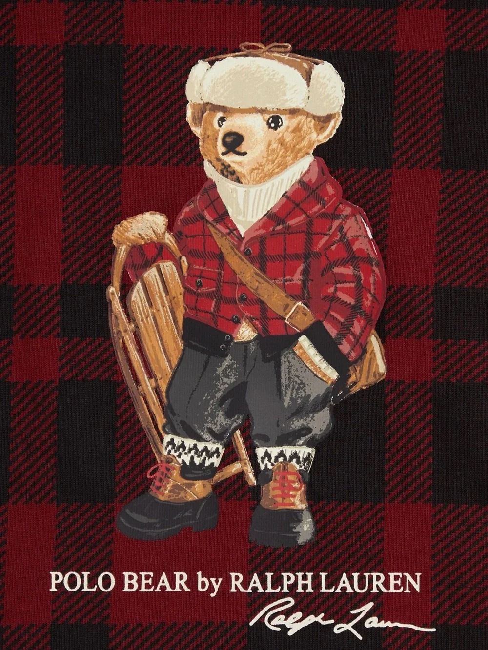 Ralph Lauren Red & Black Plaid Polo Bear Pajama Set